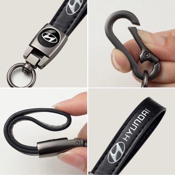 COPY - 🆕 Hyundai Genuine Black Leather Car Keychain Key Chain Fob Ring Holder A… - Picture 3 of 9
